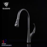 Nouvelle Robinet de Cuisine Monocommande Style Moderne Col de Cygne Noir avec Douchette Extensible