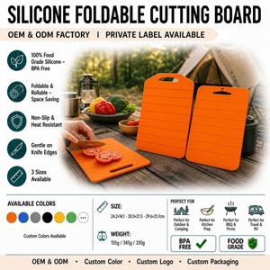 Planche à découper en silicone personnalisable avec logo, pliable, qualité alimentaire, bords doux pour les couteaux, préparation culinaire, voyage, camping-car, gain de place, OEM ODM - Product Image 3
