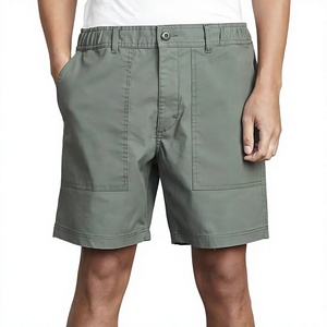 <b>Men's</b> Solid <b>Green</b> Cotton <b>Shorts</b> With Pockets Button Fly Casual Style Mid Waist Woven Oxford Fabric Breathable - Product Image 1