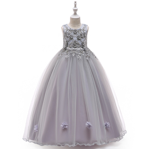FSMKTZ nuovo arrivo eleganti ragazze abiti da principessa in raso ricamo abito da principessa per le bambine estate matrimonio - Product Image 3