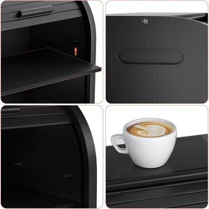 Boîte de rangement pour pain en bambou, double couche, pour comptoir de cuisine, conteneur alimentaire, couleurs noir, blanc, naturel - Product Image 4