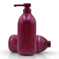 Bouteille en plastique PET rouge vin pour emballage cosmétique, conteneur pour gel douche, shampoing avec pompe, 800 ml, 1000 ml, vide, impression personnalisée