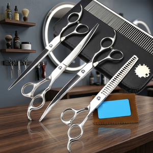 ASAP Dog Grooming Scissors <b>Set</b> Right-Handed Long Handle Stainless Steel Comfortable Handle Durable Razor Edge Hand Cutting - Product Image 3