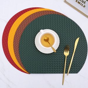 Pu Leather Weave Placemats Dining Elegant Table Round Place <b>Mats</b> Washable Anti Slip <b>Mat</b> for Home <b>Bar</b> Decor - Product Image 6