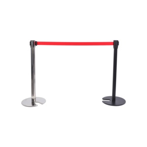 Poteau de contrôle de foule durable à base en U avec sangle rétractable de 2 m, poteau en acier inoxydable et base lestée en fer, poteau de délimitation avec corde - Product Image 5