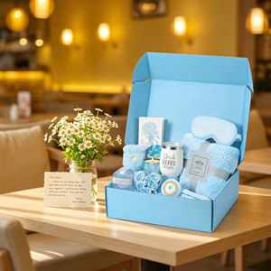 Coffret Cadeau <span class=keywords><strong>Spa</strong></span> Bleu Lunaire Relaxant pour Femme - Boîte Cadeau Anniversaire Noël avec Couverture en Flanelle et Produits de Soin Personnel - Product Image 6