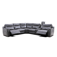 Sofá Seccional Reclinable Eléctrico de Cuero Genuino Estilo Americano MANWAH CHEERS para Sala de Estar
