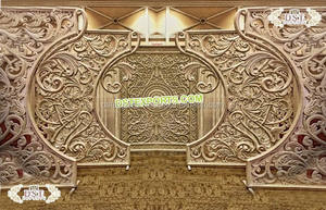 Cadre arrière en Fiber dorée pour mariage, encadrement de luxe élégant pour scène de mariage, vente en gros - Product Image 5