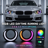 Anneaux LED universels en forme de C de 2,5 et 3,0 pouces avec contrôle Bluetooth par application, masque de protection pour lentilles de projecteur
