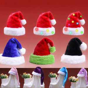 JH Custom <strong>Christmas</strong> <strong>Hat</strong> Cap Pom-pom With Print Embroidery Logo Wholesale Warm Velvet Black Blue Red Green Winter Santa <strong>Hats</strong> - Product Image 5