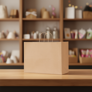 Sacs en papier kraft brun avec poignées 16x6x12 pouces 100 pièces pour les fêtes, les achats et la vente au détail - Product Image 2