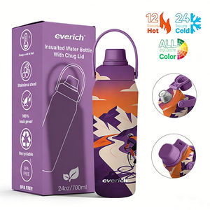 Bouteille d'eau isotherme à double paroi en acier inoxydable 304 de haute qualité avec couvercle à ouverture rapide et poignée - Product Image 1