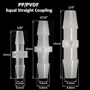 Konektor Selang Sambungan Lurus ZDVseal Polypropylene PVDF 1/8 3/16 1/4 Barb untuk Aplikasi Korosi Ozon - Product Image 2