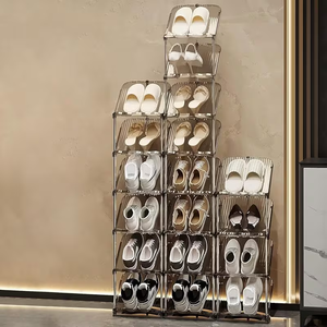 Étagère à chaussures inclinée étroite à 6 niveaux personnalisée, étagère de rangement et d'organisation de chaussures transparente, étagère à chaussures verticale robuste - Product Image 4