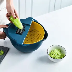 厨房魔术多功能旋转蔬菜切割机带排水篮厨房蔬菜水果碎纸机刨丝机切片机刀具