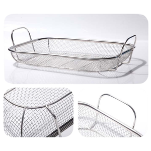 Cestello per Griglia BBQ in Acciaio Inox, Rete Quadrata per Verdure, Teglia per Arrostire con Due Manici - Product Image 6