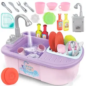 KSF Haute Qualité Enfants Enfants Jouets Jouets Électriques Lave-Vaisselle Ensemble Bébé Cuisine Lavage Évier Circuler Robinet D'eau Jeu De Rôle