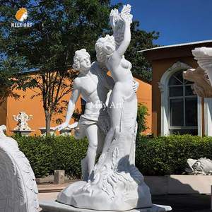 Mily ngoài trời Vườn cuộc sống Kích thước đá tự nhiên bằng đá cẩm thạch trắng Apollo và Daphne Tượng điêu khắc để bán - Product Image 2