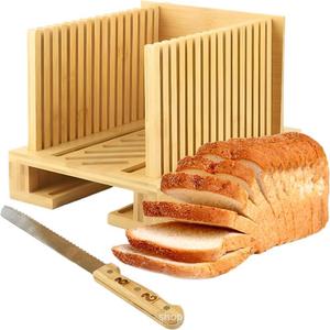 Cortador de Pan de Bambú Lu Zhong, Tabla de Cortar Pan Plegable de Madera con Bandeja Recolectora de Migas para Herramientas de Repostería - Product Image 1