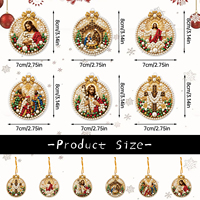 Kit de Peinture Diamant DIY 6 Pièces Imprimées Noël Style Européen Écologique pour Décoration d'Arbre de Noël