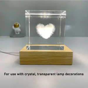 Base per lampada da notte 3D alimentata tramite Usb con Display a luce Led in legno quadrato direttamente in fabbrica