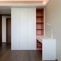 Armoire de chambre en bois avec 2 tiroirs, design suspendu réglable, autoportante, portes en mélamine écologiques, grande capacité, mobilier de maison
