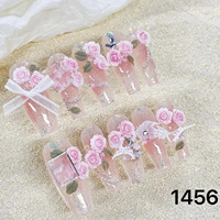Faux ongles à presser faits main French Manucure Amande Moyenne Effet Chrome Brillant Acrylique Longs pour Femme Décoration Couverture Complète Artificiels