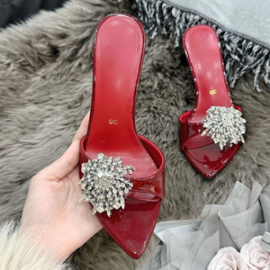 8CM Trendy Shiny Gold Summer Fashion Slipper Open Toe Gold Fashion <b>Heels</b> for Women - Product Image 5