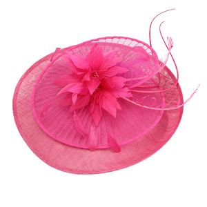 Phụ Nữ Phụ nữ sang trọng ưa thích đẹp thanh lịch cưới sinamay rộng vành Đỏ Nhà thờ fascinator sinamay mũ - Product Image 2