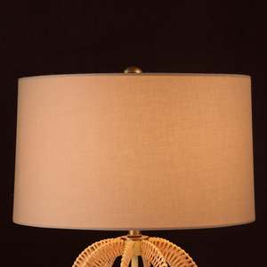 Cao Boho ven biển mộc mạc giấy dây mây wicker nhìn điện E26 B22 đèn màu be vải lanh bóng râm - Product Image 2