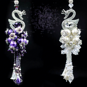 Colgante para Auto Estilo Cisne de Cristal con Cristales Blancos y Morados para Decoración Interior - Product Image 5