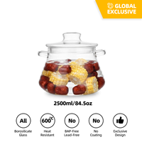 Marmite de cuisson en verre borosilicate côtelé 2500 ml / 84,5 oz, vente en gros, OEM, marque privée, pour restaurant, du four à la table, en vrac