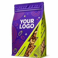 Sachet Doypack Personnalisé Couleur Vive avec Fenêtre Unique en Forme d'Éclair, Sac Alimentaire Refermable à Fermeture Éclair pour Noix et Mélange de Graines de Qualité Supérieure