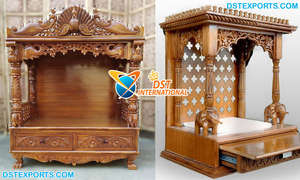 Magnifique Temple Artisanal en Bois de Teck pour la Maison – Fabricant de Mandir en Bois de Teck – Magnifique Mandapam Indien pour la Maison – Vente Directe Usine - Product Image 4