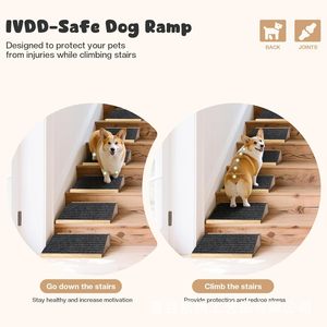 Rampa de madera antideslizante para mascotas, escalón de ayuda para perros, diseño rectangular sólido para perros. - Product Image 3