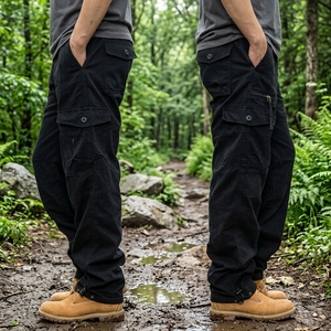 <span class=keywords><strong>Pantalon</strong></span> de travail décontracté pour homme, grande taille, coton, taille élastique, multi-poches, coupe droite, ample, <span class=keywords><strong>pantalon</strong></span> cargo pour l'hiver - Product Image 2