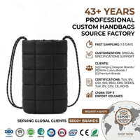 Sac seau noir matelassé et rembourré avec cordon de serrage, élégant et luxueux, mini sac à bandoulière décontracté et chic pour femme, personnalisable OEM