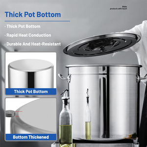 หม้อซุปสแตนเลสเกรดอาหารสำหรับใช้ในเชิงพาณิชย์ ราคาโรงงาน 201 พร้อมก้นแบบแซนวิชและฝาปิดตั้งตรง - Product Image 2