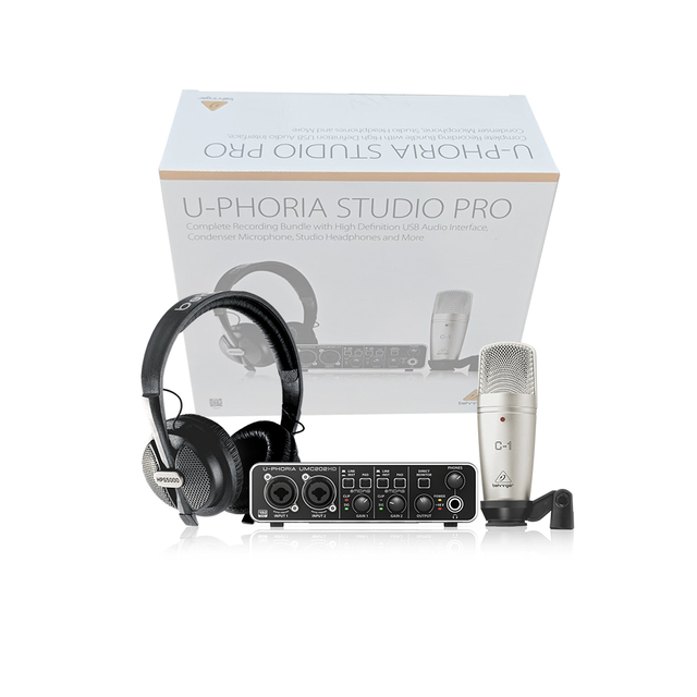 Behringer U-Phoria Pro Studio Recording Bundle PA System Studio Music Equipment Set with USB Audio Interface & Condenser Mic