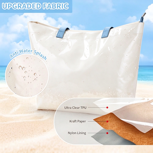Bolso de Mano Grande Tipo Hobo para Viajes y Compras, Bolso de Hombro Impermeable de PVC, Bolso de Playa de Papel Kraft, Bolsos Tote de Plástico PVC Transparente Tyvek - Product Image 2