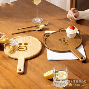 Plato de pizza de madera con forma de animal, color nogal, con asa, para servir desayuno o fiestas. - Product Image 1