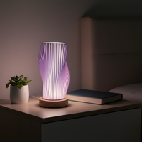Lámpara de Escritorio LED Moderna Minimalista Nórdica, Impresa en 3D, con Botón USB, Luz Nocturna para Dormitorio o Estudio, Diseño de Ondas de Agua, Decorativa y Cálida