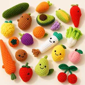Kaiyue tricoté à la main Crochet nourriture fruits légumes poupée jouets porte-clés concombre avocat tricot Crochet poupée Amigurumi fil jouets - Product Image 1