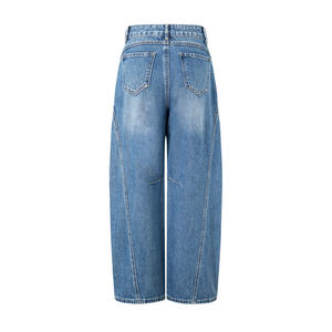 <span class=keywords><strong>Jeans</strong></span> en denim coupe scimitar pour femme, automne 2025, style stéréo déconstruit, couture latérale en arc, jambe modifiée, taille haute vintage, séchage rapide - Product Image 2