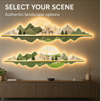 Art mural LED UV en cristal motif cerf de montagne, paysage forestier illuminé pour salon, bureau, hôtel, intérieurs modernes et luxueux