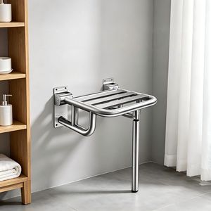 Siège de salle de bain pliable en acier inoxydable 304, tabouret de douche mural avec pieds pour personnes âgées et handicapées - Product Image 1