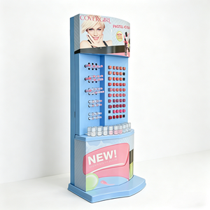 Support de présentation au sol en métal avec trous pour rouges à lèvres, organisateur de maquillage, étagère pour magasin de beauté et boutique de gloss à lèvres - Product Image 1