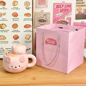 Dragon Pavilion Bear Ceramic Mug 301-400ml <b>With</b> Lid <b>Reusable</b> Gift <b>Cup</b> For Couple Birthday Present - Product Image 5