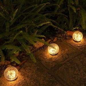 Outdoor Waterproof <b>Garden</b> Pathway Lamp Decor Warm & RGB Lights Crackled Design Solar Yard Backyard Light - Product Image 3
