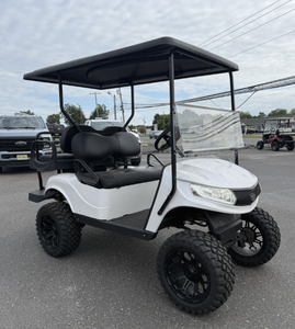 Voiturette de golf électrique 4 roues 2+2 places blanche moderne tout-terrain, véhicule utilitaire durable en PP, moteur unique 400W - Product Image 5